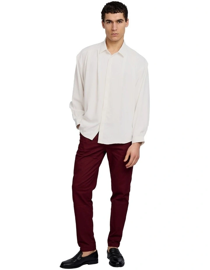 Lucien Pleated Shirt in White image 5