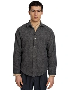 Frontline Stripped Thick Shirt in Dark Grey