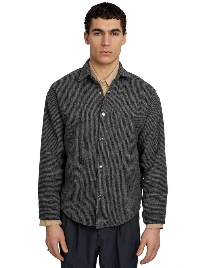 Frontline Stripped Thick Shirt in Dark Grey image 1