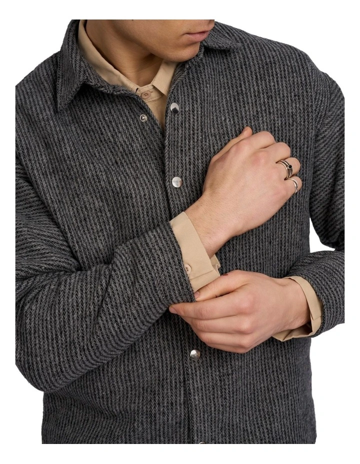 Frontline Stripped Thick Shirt in Dark Grey image 4