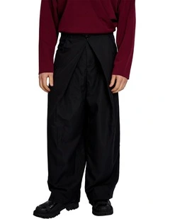 Merin Double Pleated Wide Pants in Black
