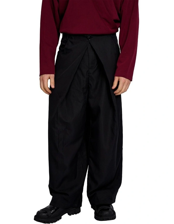 Merin Double Pleated Wide Pants in Black image 1