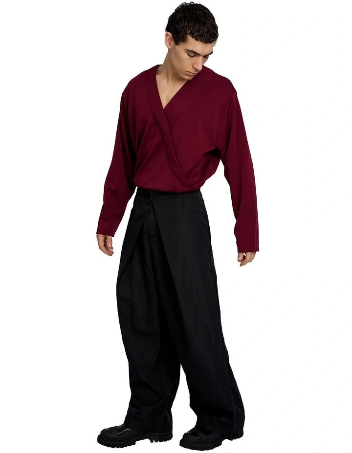 Merin Double Pleated Wide Pants in Black image 4