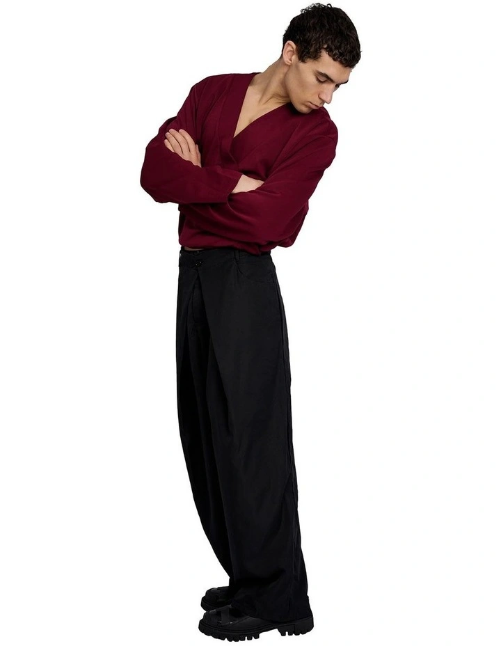 Merin Double Pleated Wide Pants in Black image 5