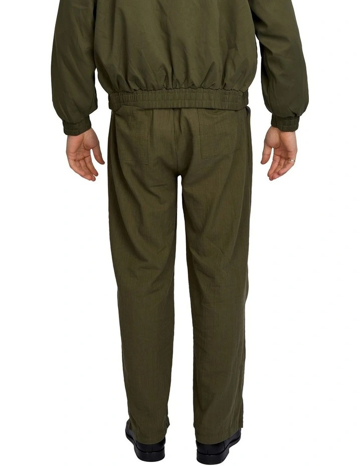 Patel Linen Wide Trousers in Green image 2