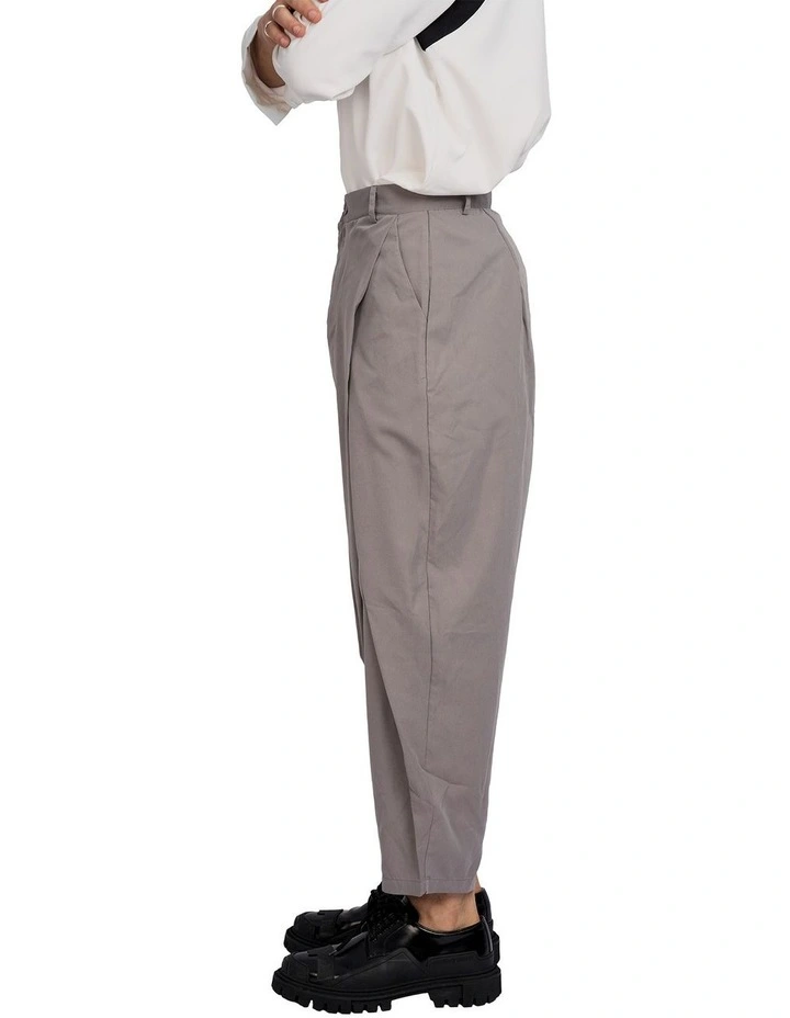 Tian Cross Pleated Pants in Grey image 3