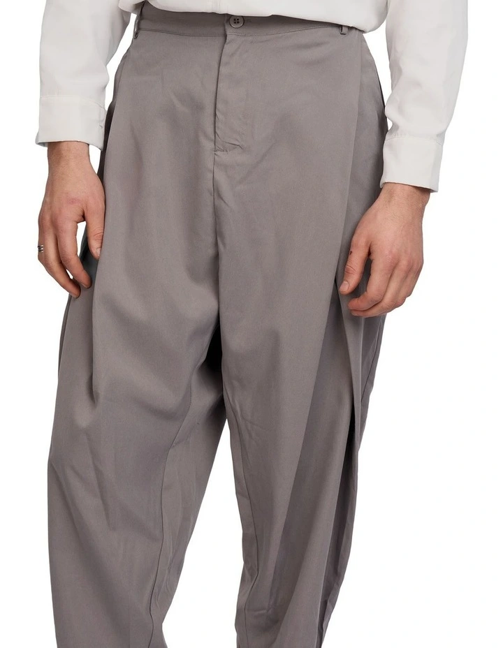 Tian Cross Pleated Pants in Grey image 4