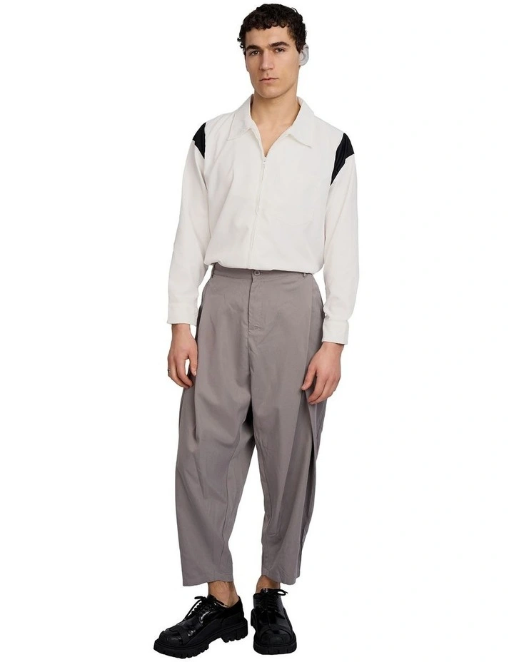 Tian Cross Pleated Pants in Grey image 5