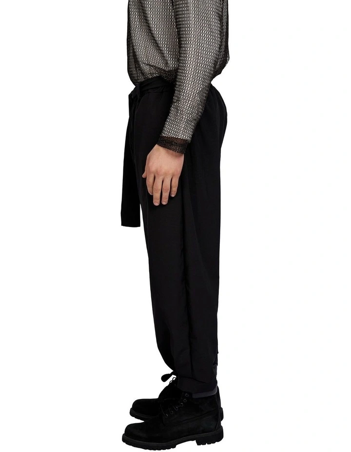 Homage Belted Tie Joggers in Black image 3