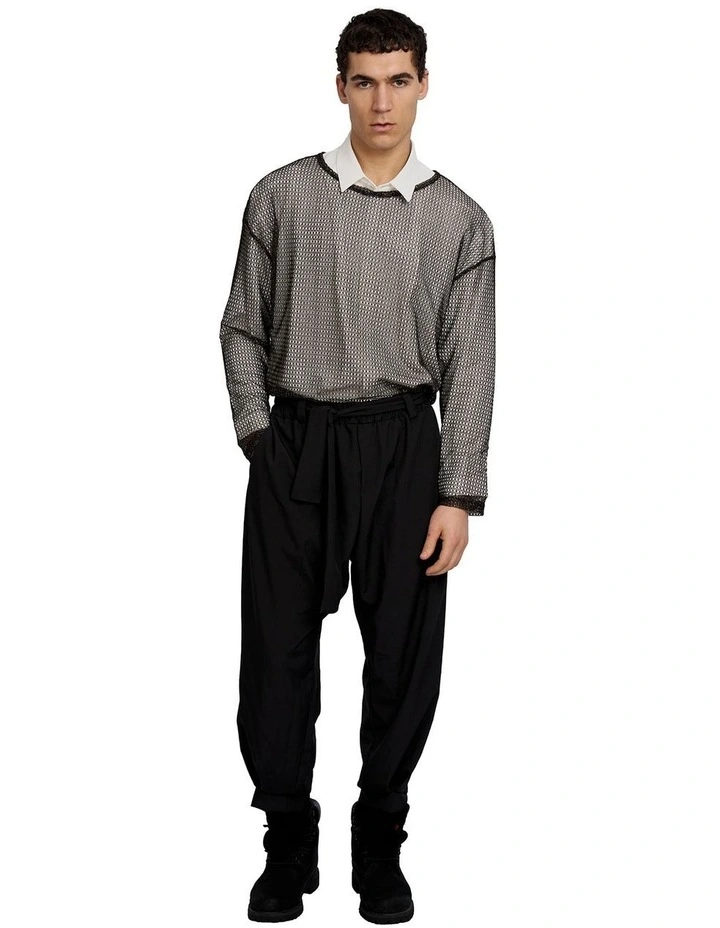 Homage Belted Tie Joggers in Black image 5