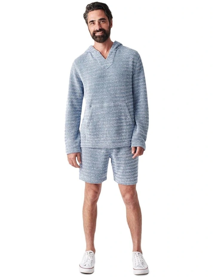 Beach Terry Hoodie in White/Blue image 1