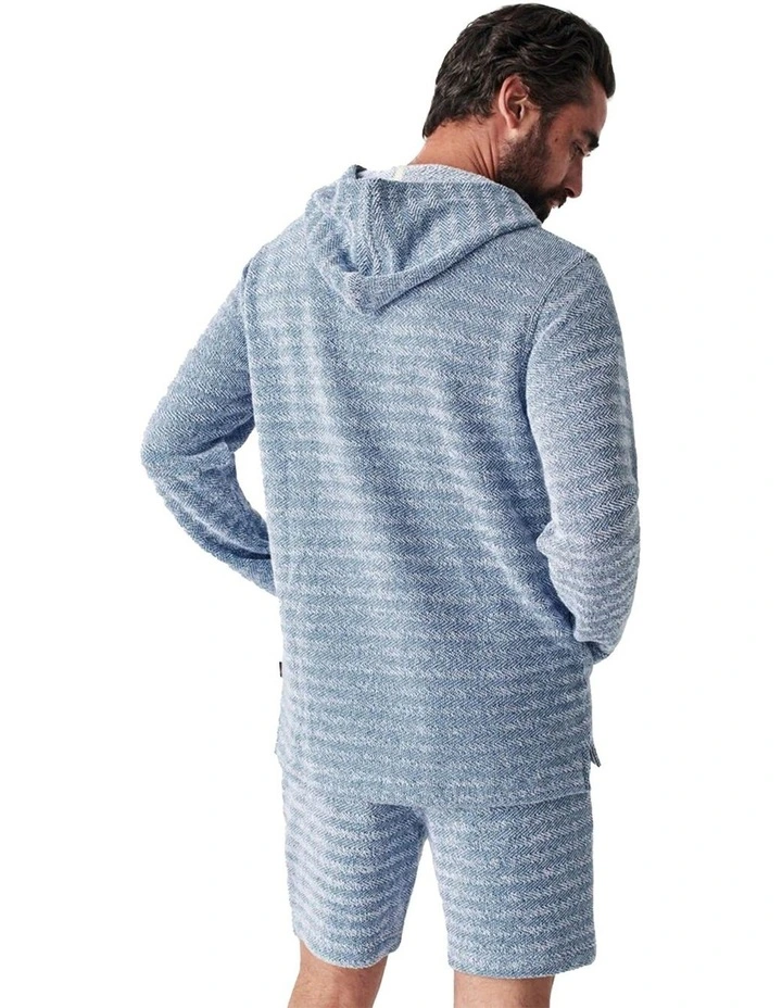 Beach Terry Hoodie in White/Blue image 2
