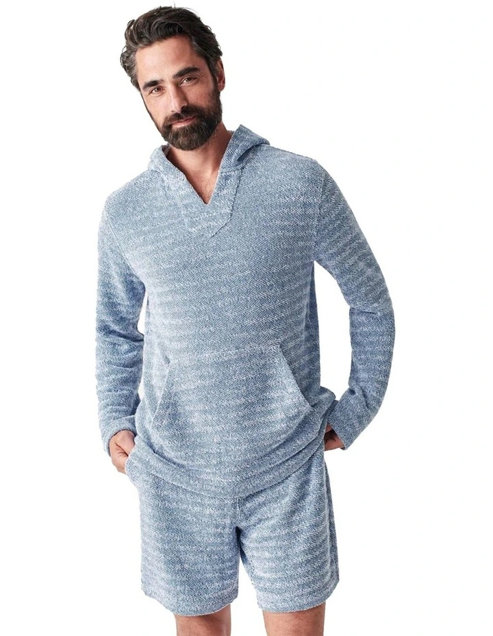 Beach Terry Hoodie in White/Blue image 3