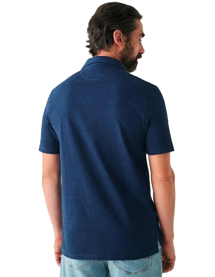Short Sleeve indigo Polo in Dark indigo Wash image 2