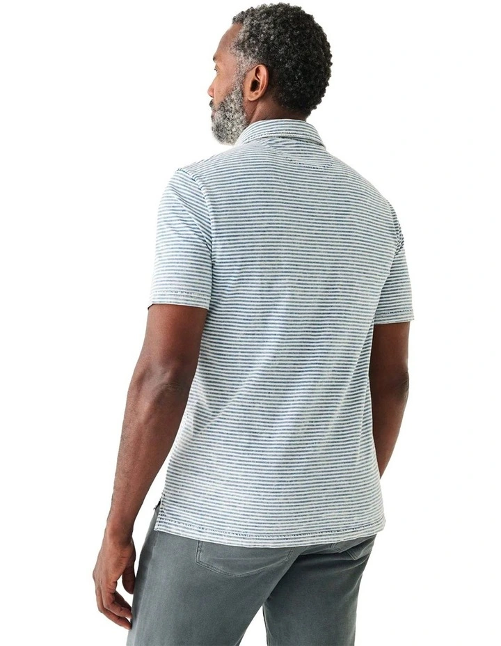 Stripe Short Sleeve Polo in indigo image 2