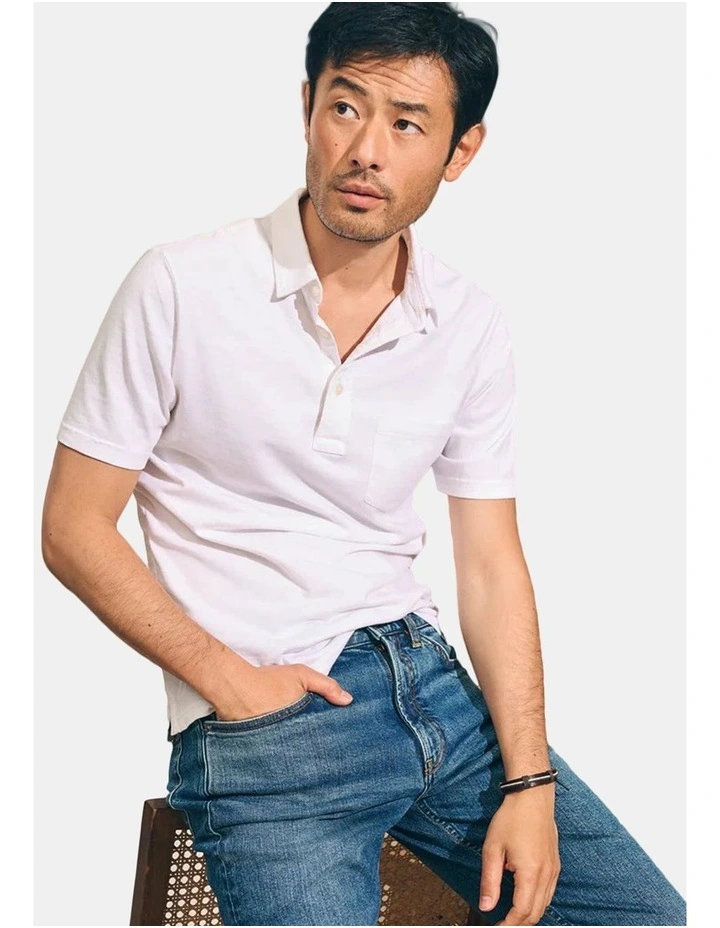 Sunwashed Polo Shirt in White image 4