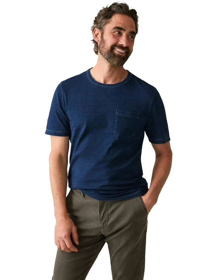 Sunwashed Indigo Pocket Tee in Blue image 3