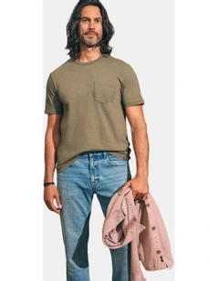 Sunwashed Pocket Tee in Olive