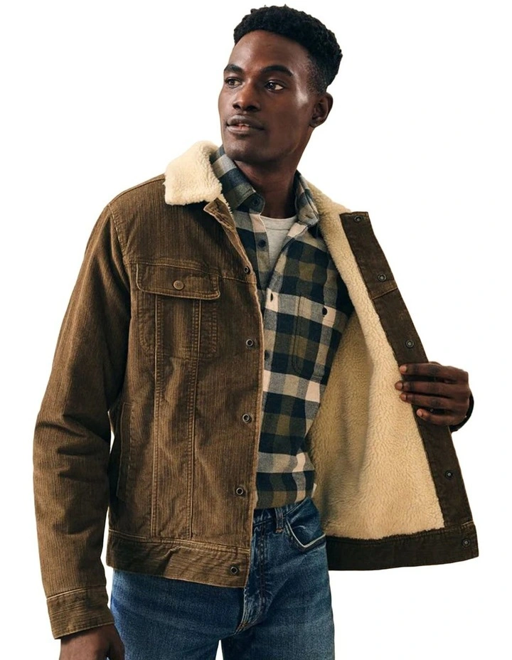 High Pile Fleece Timberline Corduroy Trucker in Buckeye Brown image 2