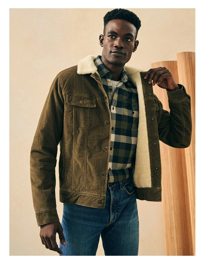 High Pile Fleece Timberline Corduroy Trucker in Buckeye Brown image 5