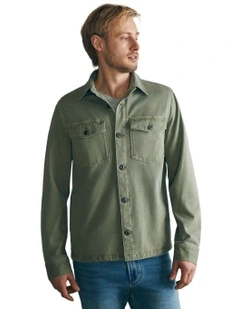 Jersey Shirt Jacket in Olive