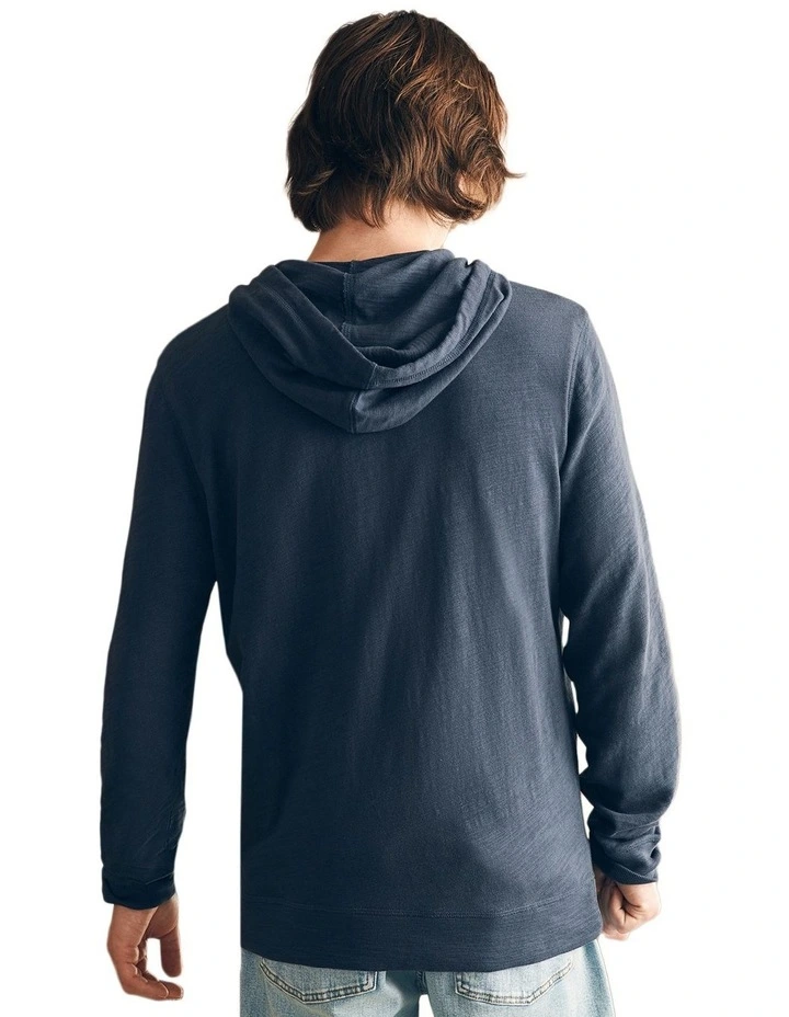 Sunwashed Slub Zip Hoodie in Blue image 2