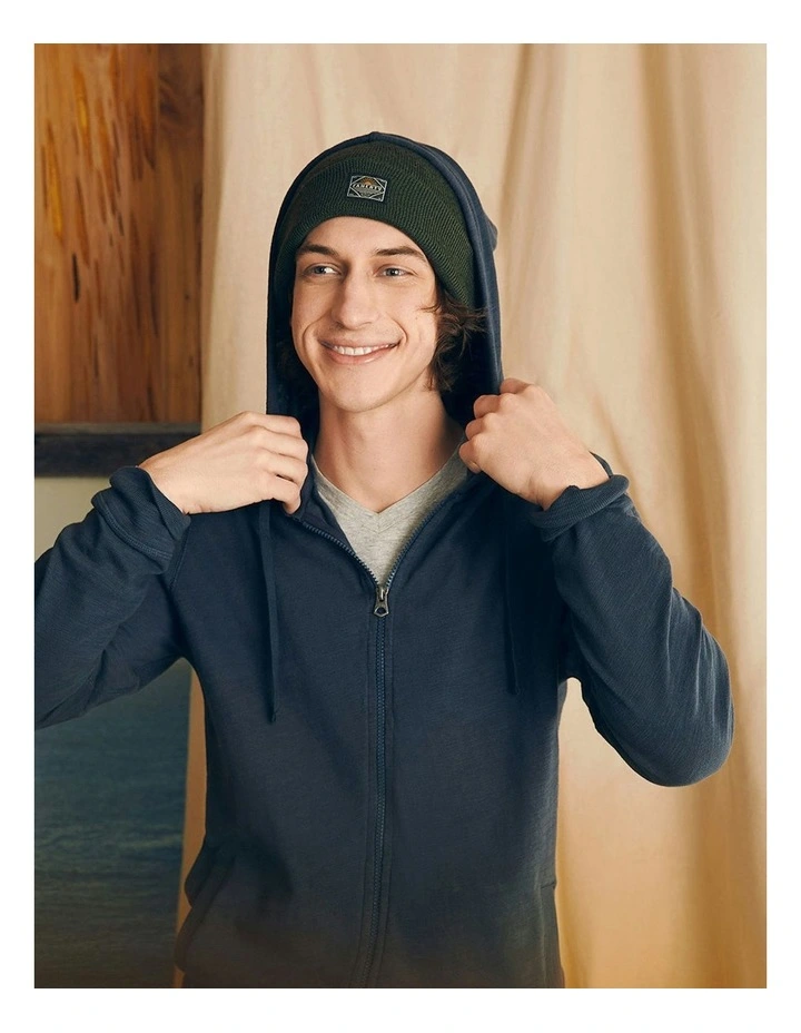 Sunwashed Slub Zip Hoodie in Blue image 4