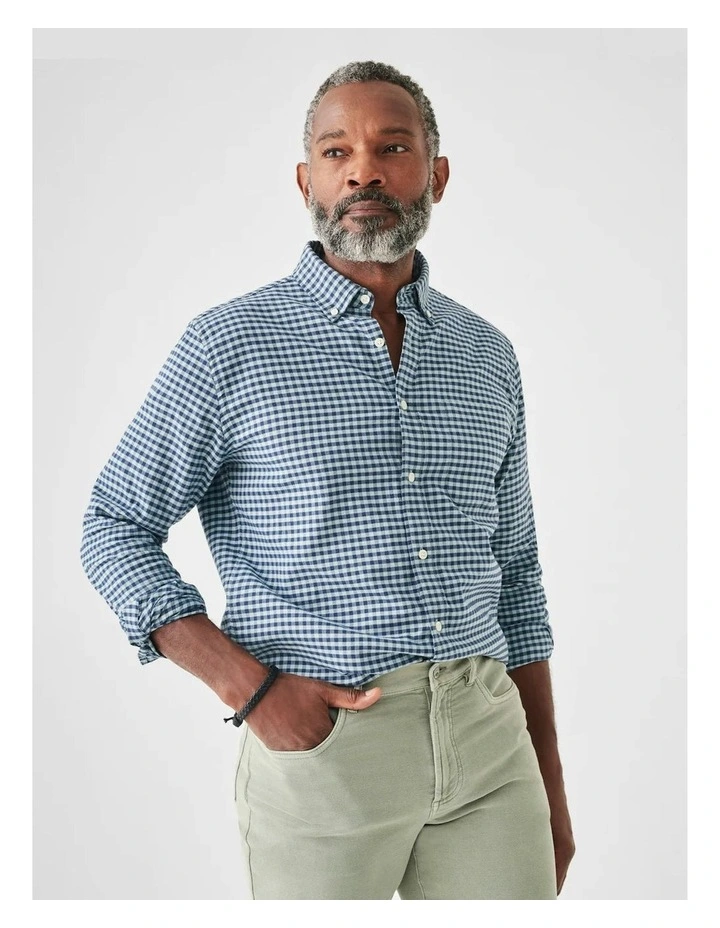 Stretch Oxford Shirt in Ocean Teal Gingham image 1