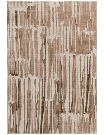 Vinki Stiped Washable Rug in Beige/Cream