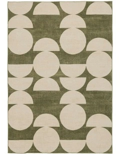 Moneo Geometric Washable Rug in Green
