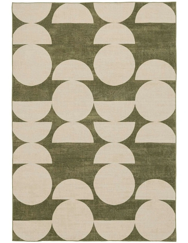 Moneo Geometric Washable Rug in Green image 1