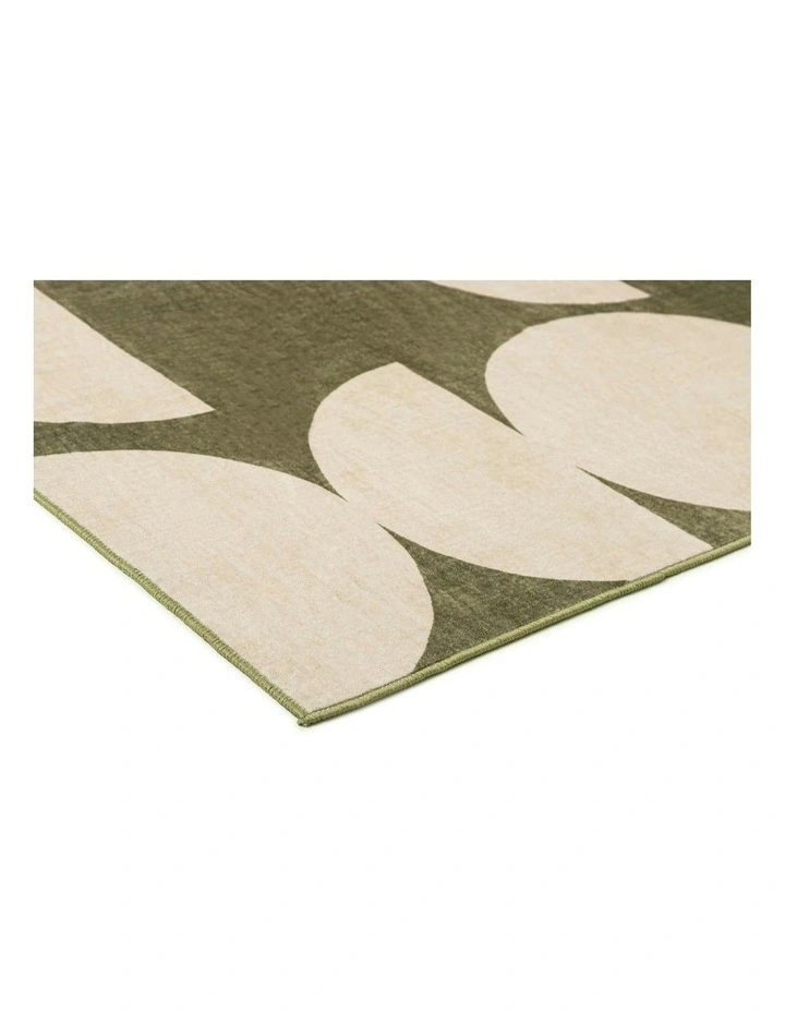 Moneo Geometric Washable Rug in Green image 2