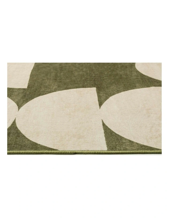 Moneo Geometric Washable Rug in Green image 3