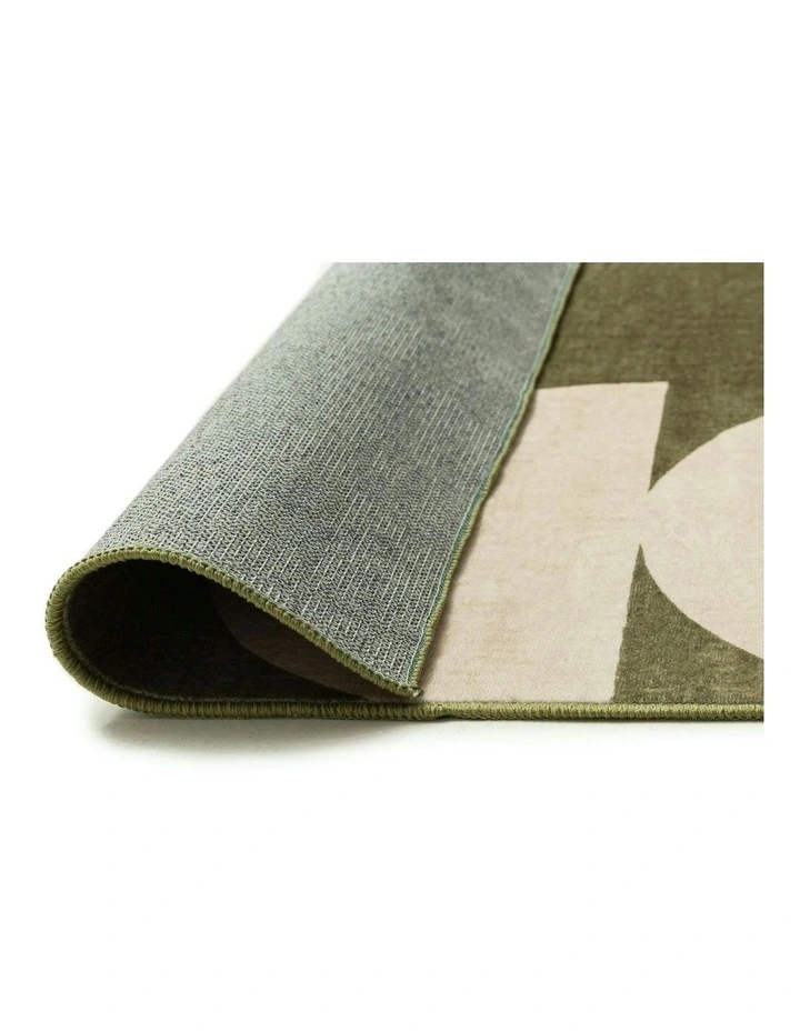 Moneo Geometric Washable Rug in Green image 4