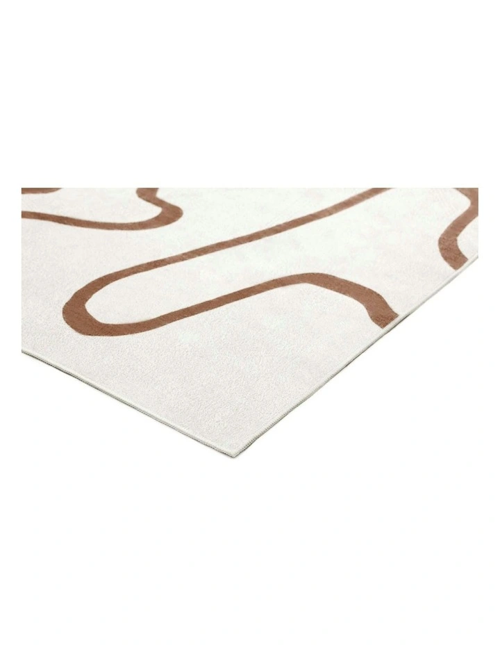 Poya Hand Drawn Washable Rug in Brown/Ivory image 2