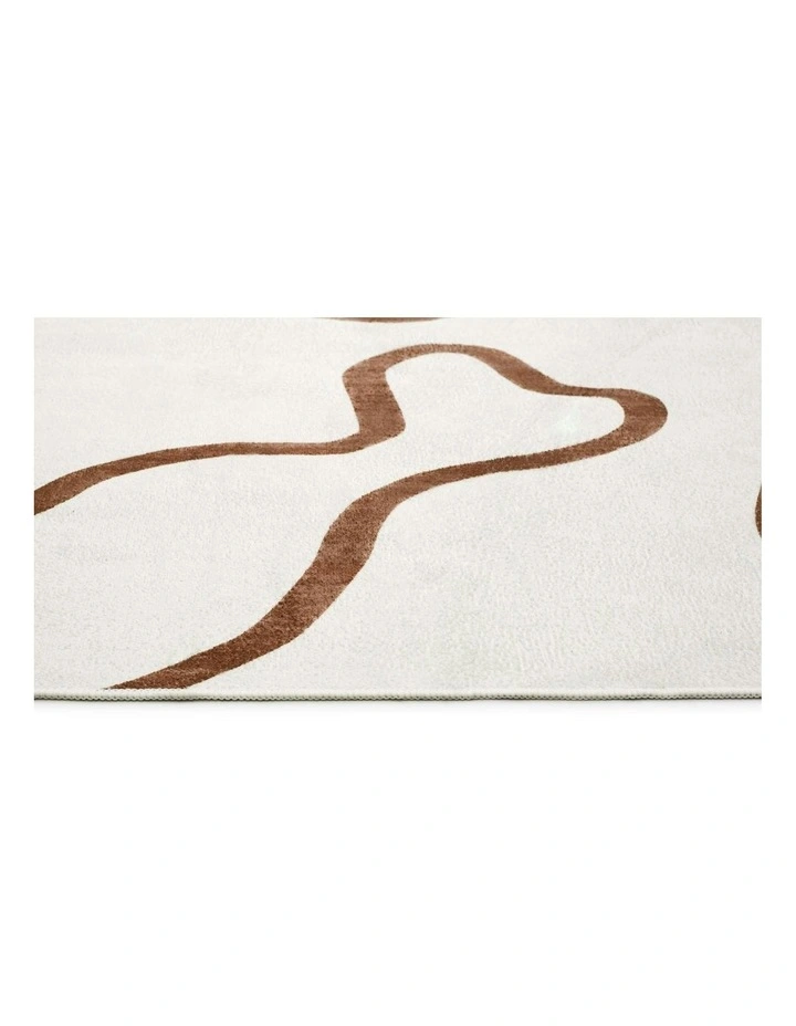 Poya Hand Drawn Washable Rug in Brown/Ivory image 3