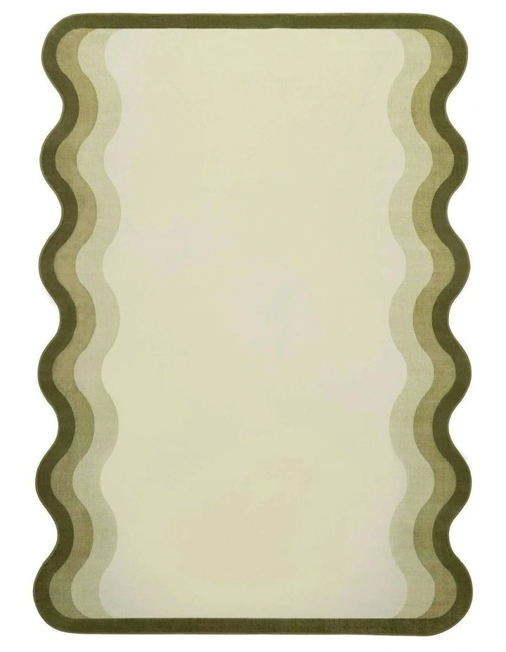 Fasano Scalloped Washable Rug in Green image 1