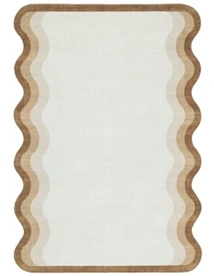 Matera Scalloped Washable Rug in Brown