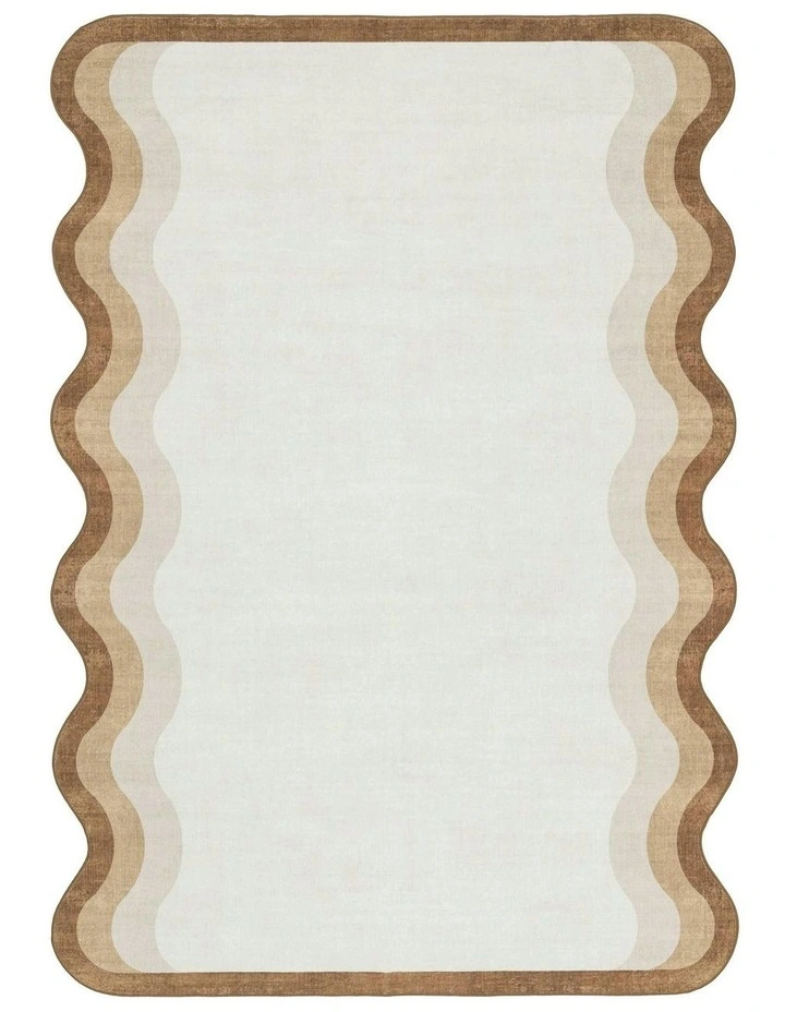 Matera Scalloped Washable Rug in Brown image 1