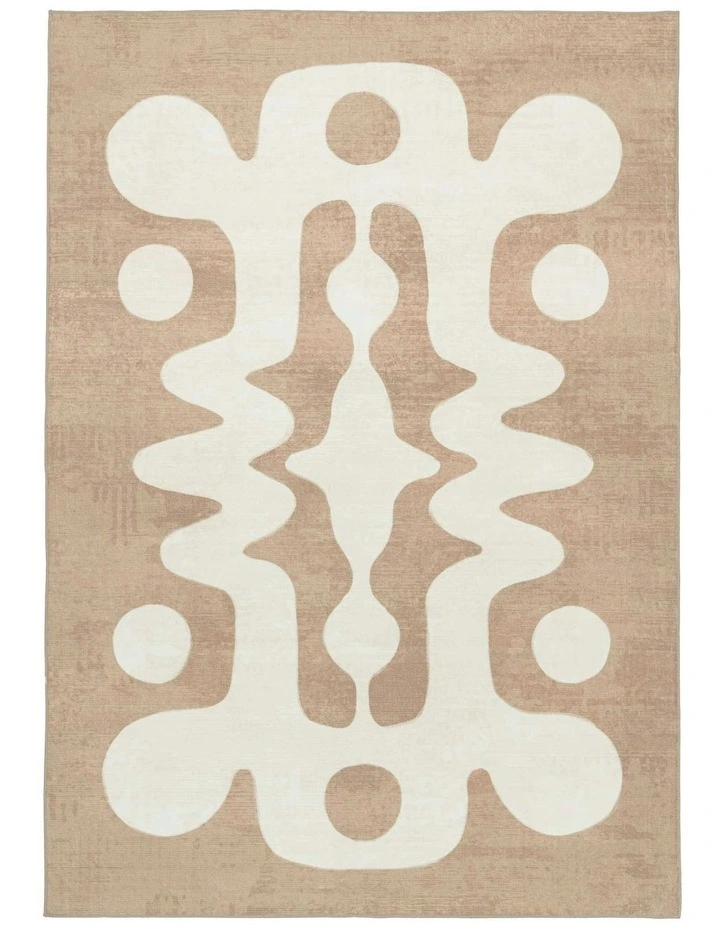 Farino Abstract Washable Rug in Beige image 1