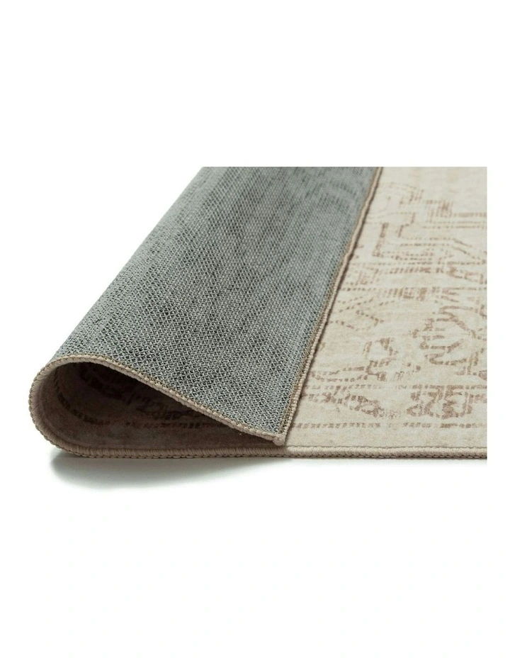 Castile Traditional Floral Washable Rug in Taupe image 3