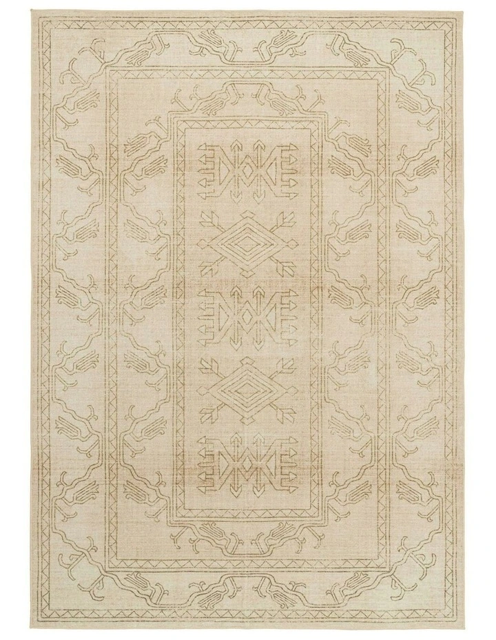 Teruel Traditional Washable Rug in Beige image 1