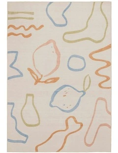 Goro Colourful Washable Rug in Beige