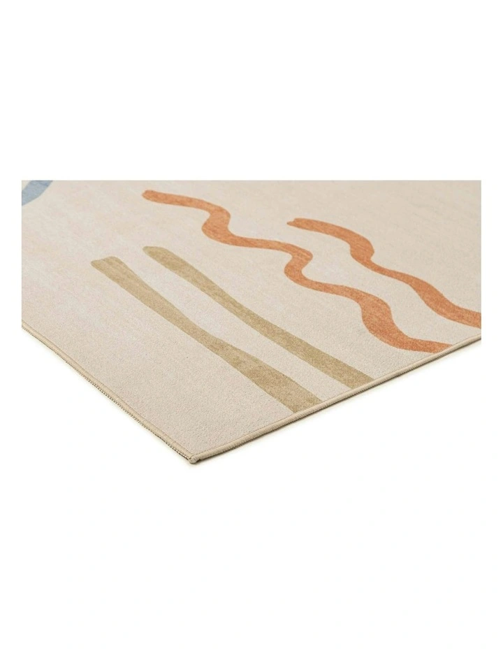 Goro Colourful Washable Rug in Beige image 2