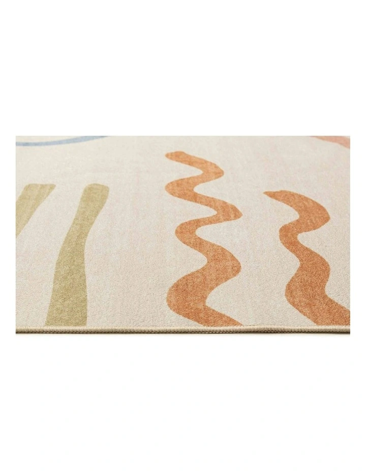 Goro Colourful Washable Rug in Beige image 3