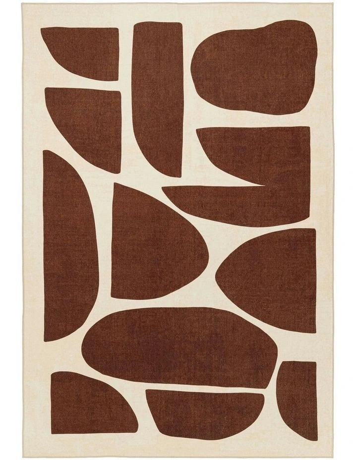 Soho Printed Washable Rug in Brown image 1