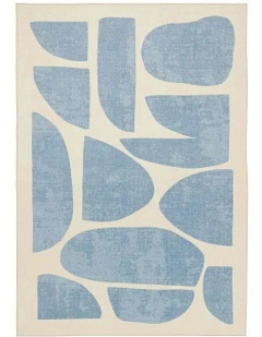 Noho Printed Washable Rug in Blue