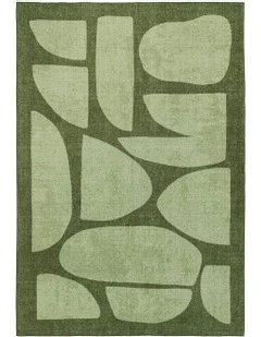 Brookhaven Printed Washable Rug in Green