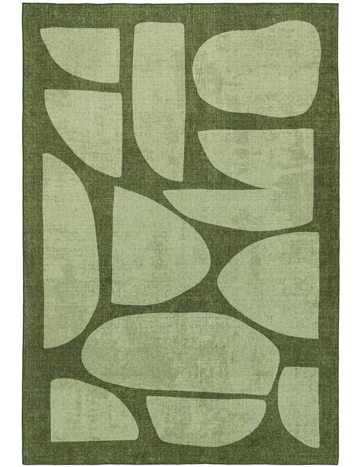 Brookhaven Printed Washable Rug in Green image 1