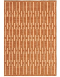 Tudor Printed Washable Rug in Rust